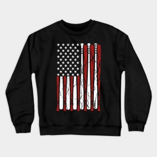 American Flag Baseball Men Boys Apparel Dad 4th July Crewneck Sweatshirt